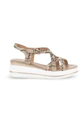 Sandali beige con stampa animalier e zeppa Burani 52195C1583 39