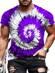 Men's Ethnic Tie-Dye 3D Print Short Sleeve T-Shirt - Harajuku Style Geometric Spiral Pattern, Breathable Comfort Fabric