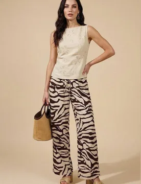 Women's Zebra Trousers in Brown Size: 8 - Brown - Size: 8 - Urban Bliss - FashionsVida
