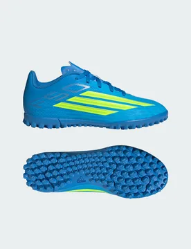 Scarpe da calcio F50 Club per erba sintetica per bambini e bambine 38 2/3 Lucid Ray Blue / Team Solar Yellow 2 / Lucid Aquamarine - Adidas - FashionsVida