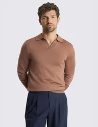 Merino Wool Rich Knitted Polo Shirt Pink male