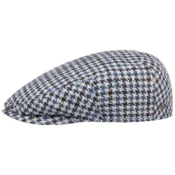 Kent Tricolour Houndstooth Flat Cap by - blue - Size: 55 cm