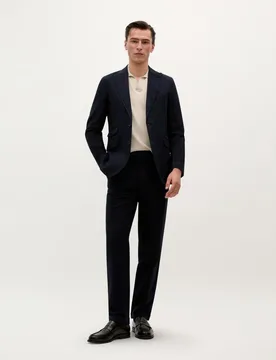 Traje de hombre regular fit en mezcla de algodón y lino liso - Scalpers - FashionsVida