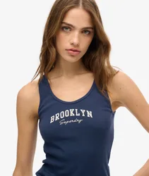 Superdry Damen Athletic Essentials Tanktop mit Grafik Marineblau - Größe: 38