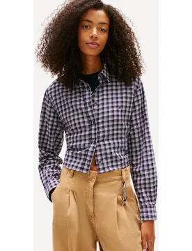 Camisa de mujer cropped de cuadros con lazo - Tommy Jeans - FashionsVida