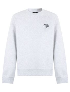 A. P.C. Style Cotton Crewneck Sweatshirt with Embroidered Chest Logo