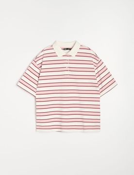 Polo in cotone a righe - rosa