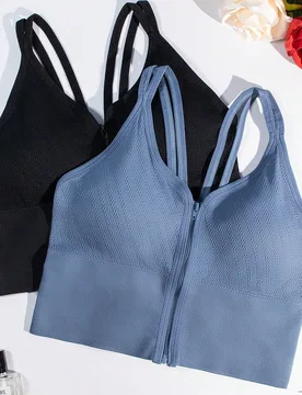 Piezas EMUPER Sujetadores deportivos sin costuras con cremallera frontal para mujeres, sujetadores deportivos con espalda de tirantes que realzan el b - Shein - FashionsVida
