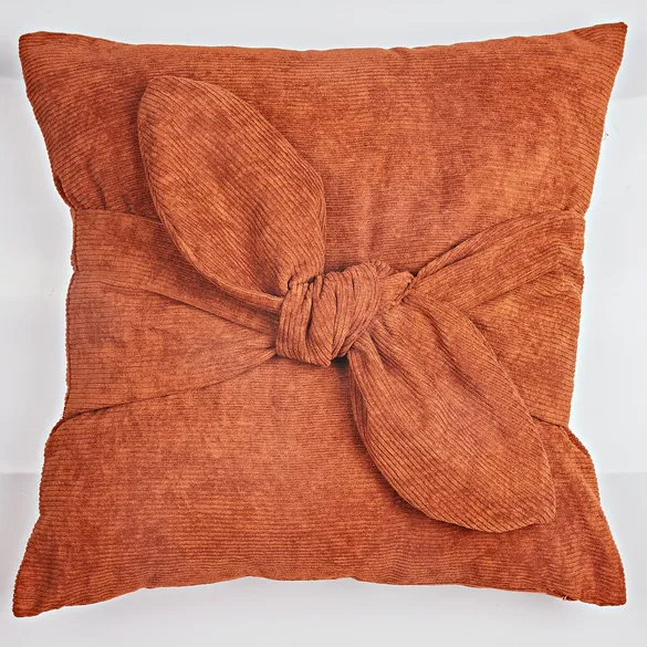 Cord-Kissenhülle mit Schleife hellbraun 45x45 cm - Eldo - FashionsVida