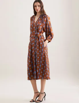 Satiniertes Tunikakleid mit Volumenärmeln Orange 38 - Seidensticker - FashionsVida