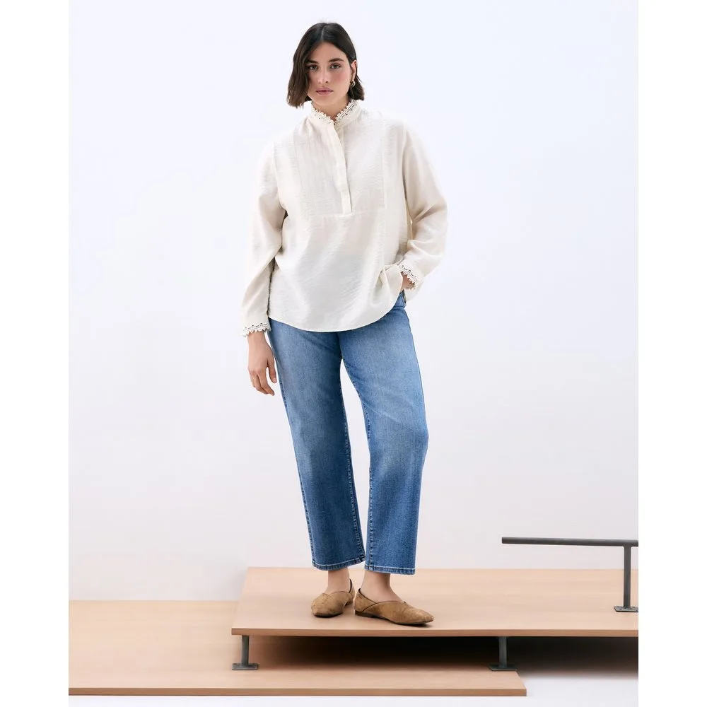 Blusa lisa de manga larga de mujer - Couchel - FashionsVida