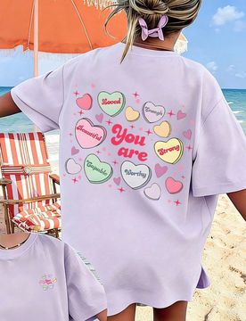 Pieza Camiseta de manga corta con estampado de lema positivo, camiseta gráfica con mensaje de confianza para niñas preadolescentes, ropa de verano p