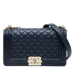 Old Medium Quilted Lambskin Boy Flap