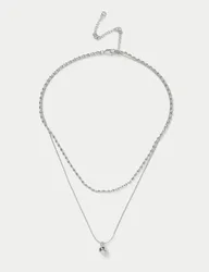 Sphere Multi Row Necklace Silver female
