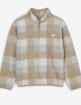 Sweat Half Zip Plaid Sherpa marron/blanc l