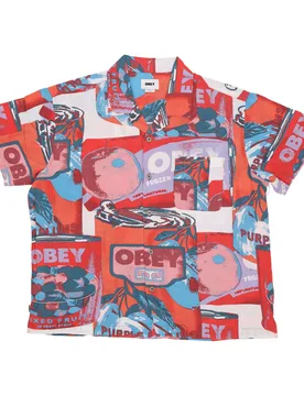 Camicia Manica Corta Uomo Fruit Cans Woven Lily White Multi - OBEY - FashionsVida