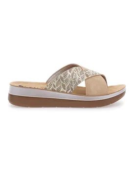Ciabatte sabbia con fasce incrociate e plantare comfort 18FT 36 - Inblu - FashionsVida