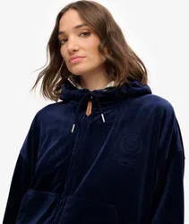 Superdry Damen Country Club Velour Zip-hoodie Navy - Größe: 42