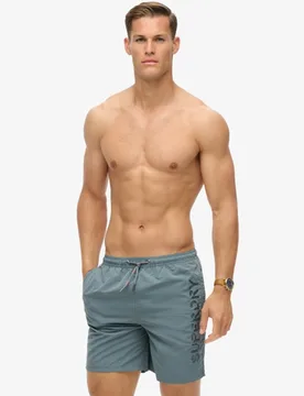 Superdry Herren 17-Zoll Premium Badeshorts mit Stickerei Hellblau - Größe: M - 64.99 - FashionsVida