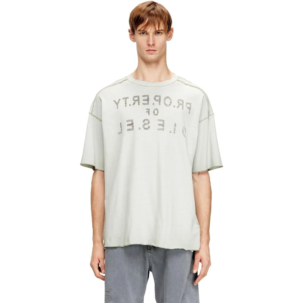 Camiseta oversize de hombre de algodón con estampado frontal y trasero - Diesel - FashionsVida