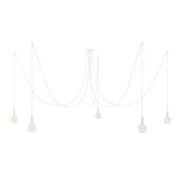 Cables Suspension Luminaire Spider 5 Falls With Light Bulb White One Size