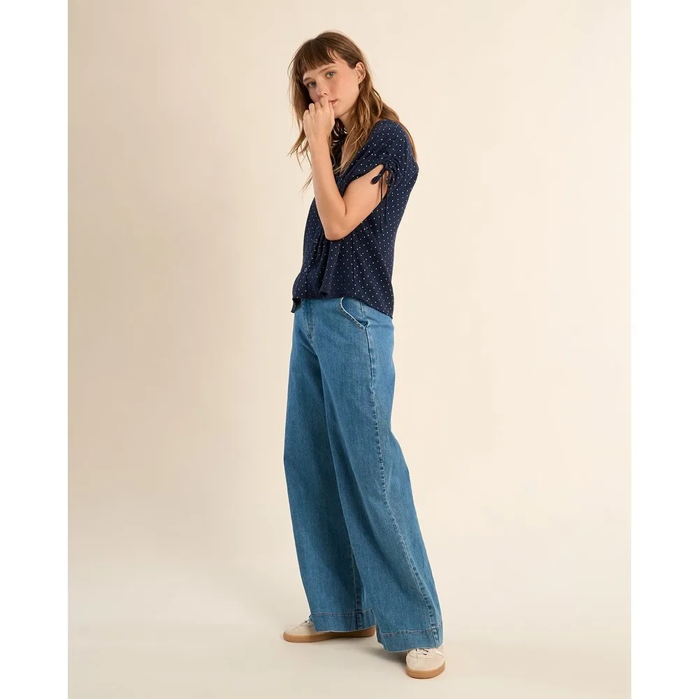 Top de mujer de manga corta estampado lunares - Molly Bracken - FashionsVida