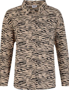Langarmshirt - NMRIPPLE L/S OVERSIZED SHIRT WVN NOOS - XS bis L - für Damen - Größe M - multicolor - Frauen - female