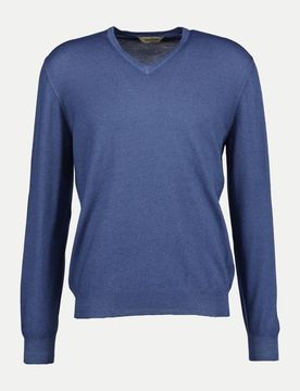 Strickpullover mit V-Ausschnitt Blau 54