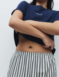 Pure Cotton Pyjama Set With Woven Bottoms Navy Mix female