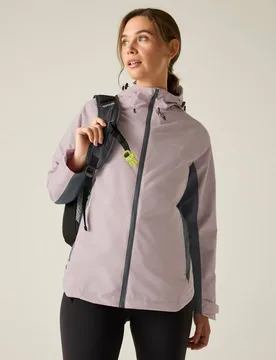 Women's Frina Panelled Hooded Walking Waterproof Jacket in Pale Lilac Size: 20 - Pale Lilac - Size: 20 - Regatta - FashionsVida
