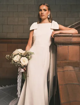 Women's Bow Detail Button Back Maxi Wedding Dress in Ivory Size: 18 - Ivory - Size: 18 - Coast - FashionsVida