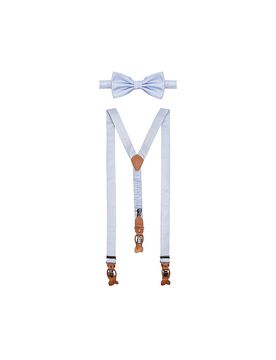 Set de tirantes con pajarita y clips de botón azul claro
