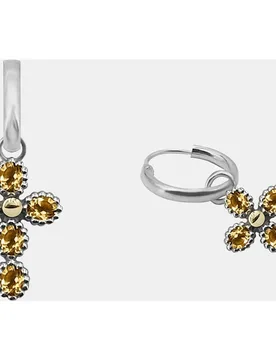 Pendientes de aro Allegria de plata y cuarzo - Bohemme - FashionsVida