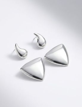 Orecchini triangolari e a goccia 2 pack - argento