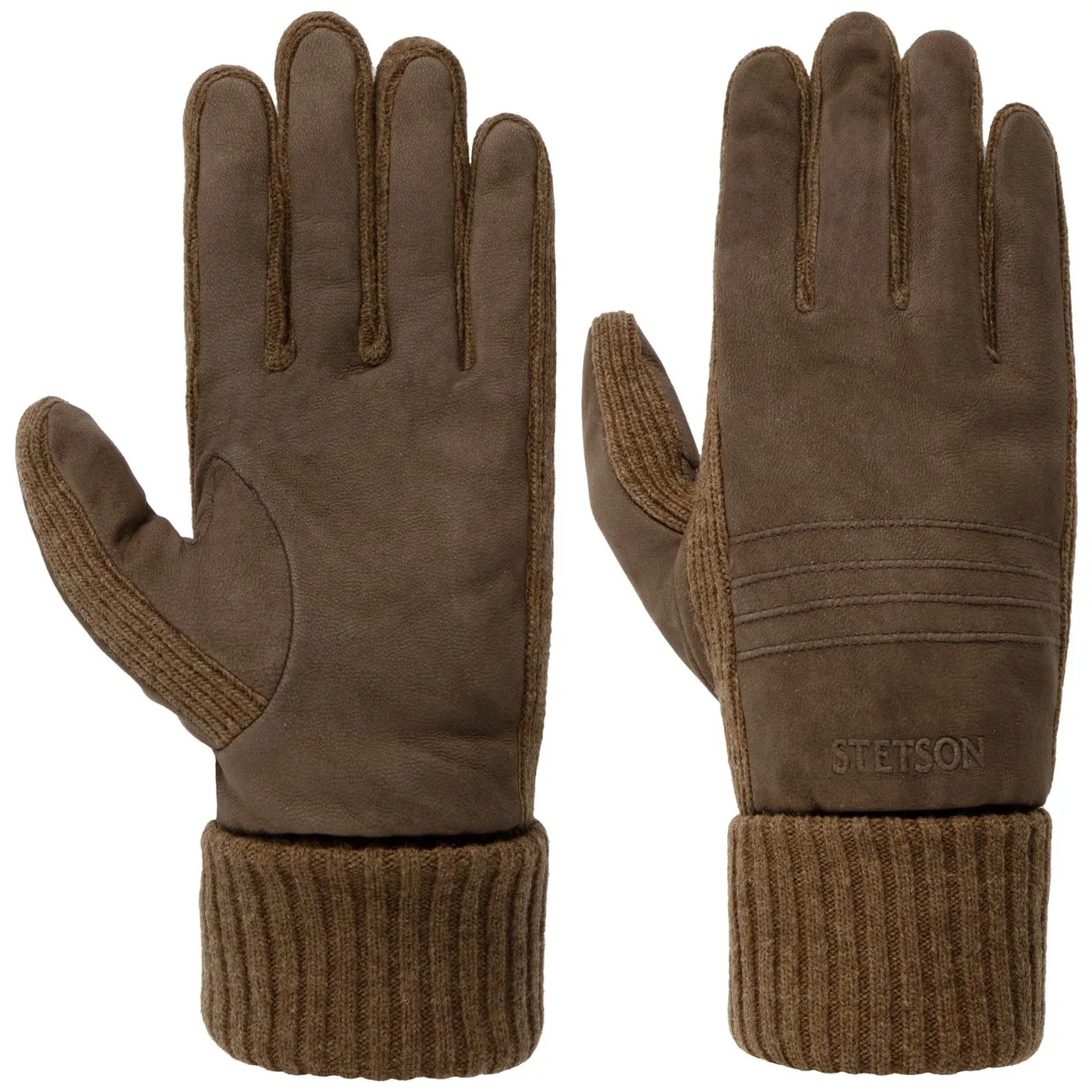 Bodalen Nubuck Leather Gloves by - brown - Size: 8 HS - Stetson - FashionsVida