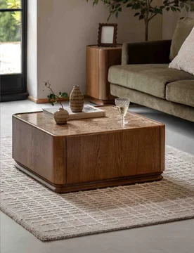 Dempsey Marble Top Coffee Table Brown Mix - Gallery Direct - FashionsVida