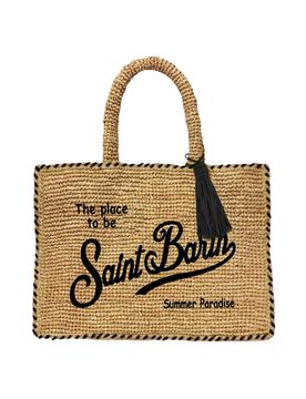 Borsa a spalla Vanity in rafia con bordo