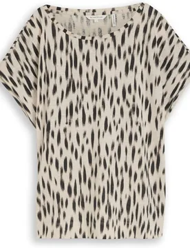 Camiseta de manga corta de mujer con cuello redondo y estampado abstracto - Tom Tailor - FashionsVida