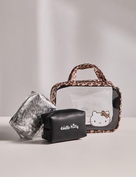 Set di beauty case con stampa leopardata 3 pack Hello Kitty - multicolor