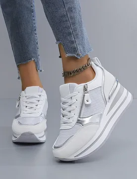 Zapatos deportivos de plataforma para mujer, zapatos para correr por senderos con malla transpirable, zapatos casuales para todas las estaciones, adec - Shein - FashionsVida