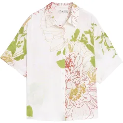 Camisa de mujer flores manga corta