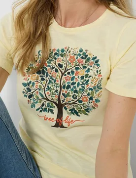 Women's Floral Tree Print Graphic T-Shirt in Yellow Size: 20 - Yellow - Size: 20 - Joe browns - FashionsVida