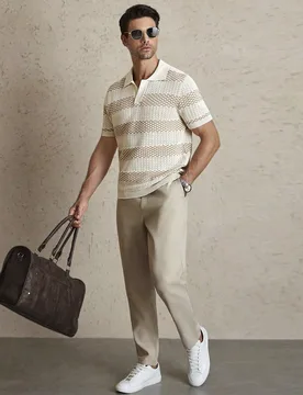 Polo de punto multicolor con bajo regular, diseño listo para deportes, ideal para tenis y golf. Camisa polo de punto tejida para hombres con botones - Shein - FashionsVida