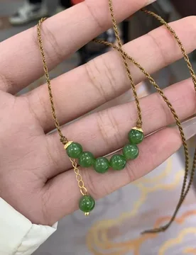 Pure natural Hetian jade transshipment jasper smile necklace chain hanging light luxury simple collarbone versatile gift - Aliexpress - FashionsVida