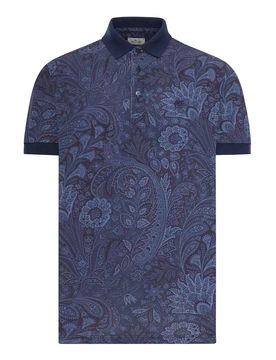 Polo In Piquet Di Cotone Con Stampa Paisley