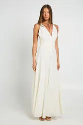 Womens Chiffon Applique Detail Floaty Maxi Dress - White - Size 10 Uk
