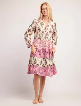 Vestido de manga larga de tela viscosa corto - Admas - FashionsVida