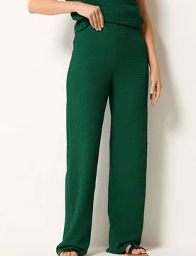 Women's Tall Textured Wide Leg Trousers in Dark Green Size: 18XL - Dark Green - Size: 18XL - Long tall sally - FashionsVida