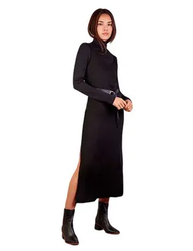 Robe Longue à Manches Longues Varis Black M