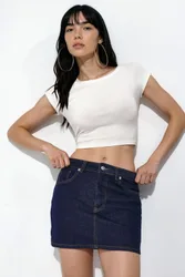 Womens Denim Skort - Dark Blue - Size 2xs